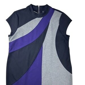 Chicos Size 3 Womens Large Travel Collection Shift Dress Colorblock Quiet Luxury